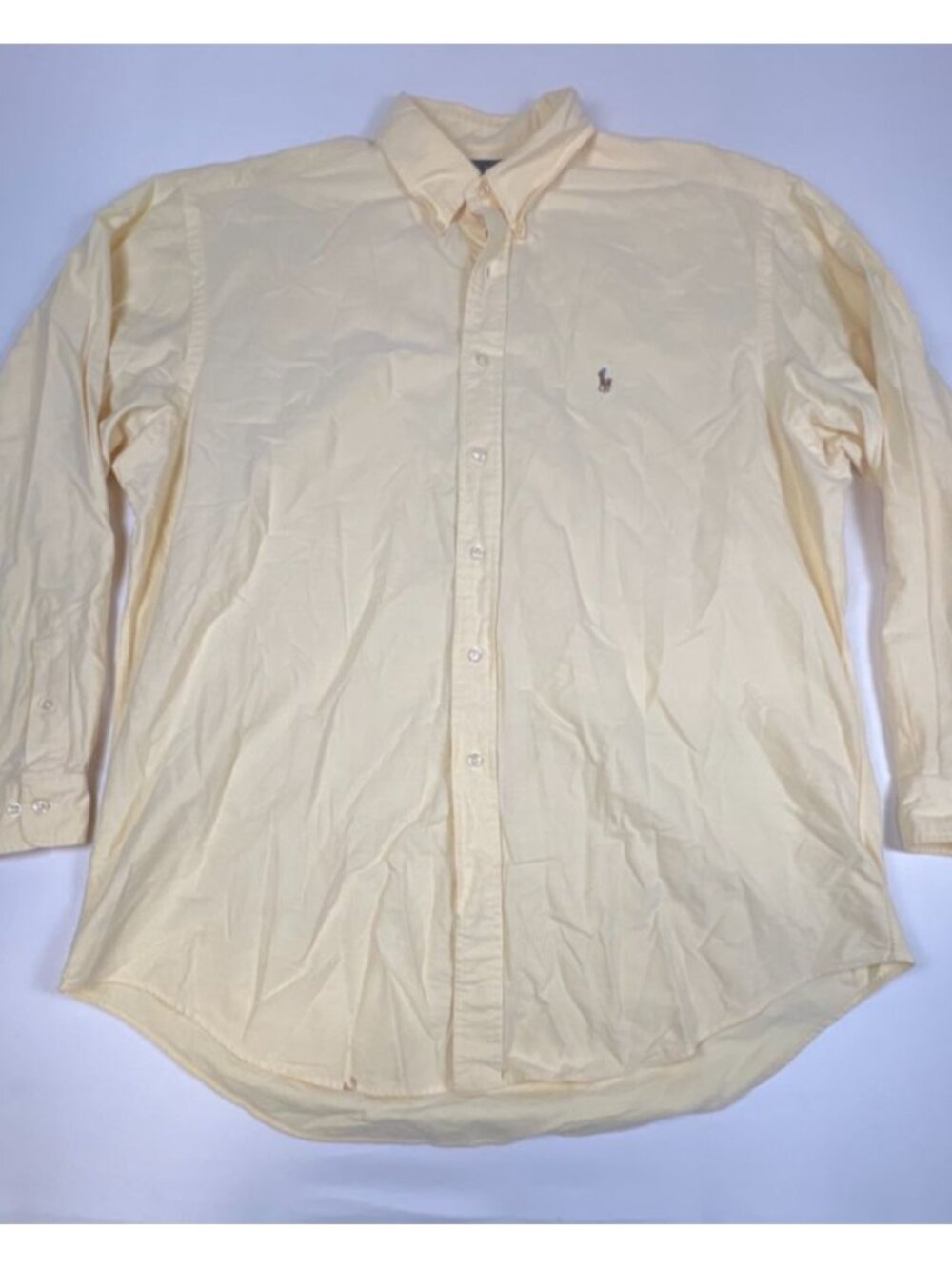 VTG Ralph Lauren Yarmouth Men 17 34/35 Yellow Oxford Cotton Button Down Shirt